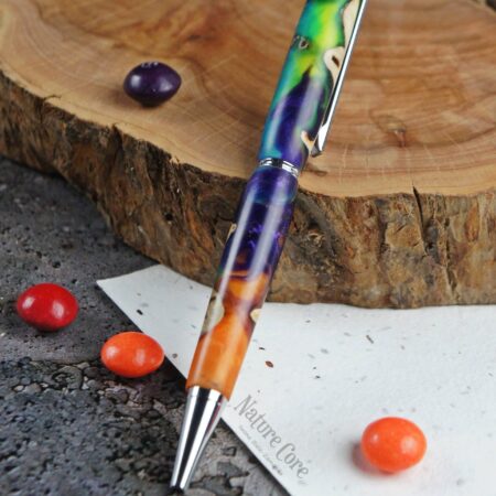 Skittles, koloro długopis, długopis z drewna, drewniany długopis, tęczowy długopis
