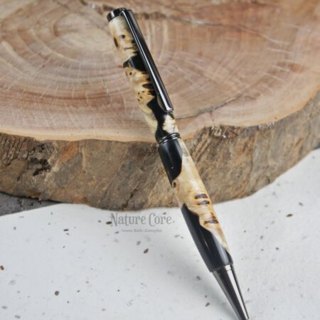 Drewniany długopis w czarnej hybrydzie, długopis z drewna z żywicą, naturalne artefakty